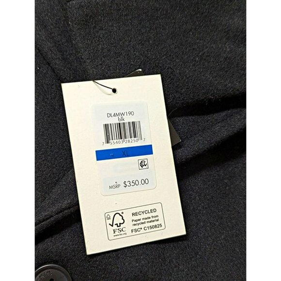 DKNY Women's Black Notched Collar Double Breasted Wrap Coat Size XL (MSRP $350) - Picture 8 of 8